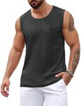 COOFANDY Sleeveless Shirts for Men Knit Casual Tank Tops Basic Lightweight Tee Dark Grey XX-Large