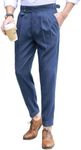 Floerns Men's Classic Fit Flat Front Dress Pants Office Business Trousers Dusty Blue M