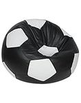 RestLounge Leatherette Empty Bean Bag Cover, Without Beans Filler/Beans with Easy Carry Handle (XXL-Height:43",Base:25", White-Black Football Shape)