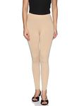 TWIN BIRDS Tailored Cut & Classic Fit Stretchable Wheat Grain Beige Coloured Viscose Elasthane Fabric Ankle Length Leggings for Women - (M)