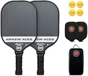 Amazin' Aces Signature Pickleball Paddle Set | USAPA Approved | Graphite Face & Polymer Core | Premium Grip | Includes Paddles, Balls, Paddle Covers, Bag & eBook | 2 Paddle Set (Grey & Grey)