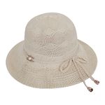 FabSeasons Women & Girls Polyester Free Size Hat Beach And Sun Hat/Caps (Beige)