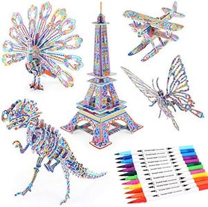 3D Coloring Puzzle Set, Arts and Crafts for Girls and Boys Age 6 7 8 9 10 11 12 Year Old, Fun Educational Painting Crafts Kit with Supplies for Kids, Birthday Toy Gift for Kids