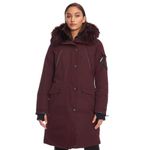 Alpine North Laurentian Women's Vegan Down Parka - Water Repellent, Windproof, Warm Insulated Winter Coat with Faux Fur Hood (Medium, Grape)