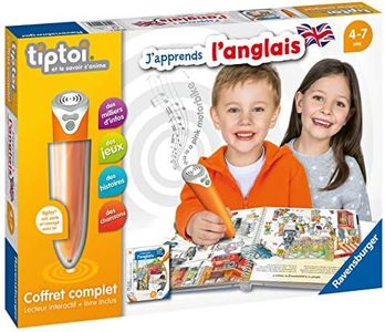 Ravensburger - tiptoi®- Coffret complet lecteur interactif + Livre J'apprends l'anglais - Jeu éducatif électronique, sans écran - A partir de 4 ans - version française - 00 057