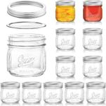 12 Pack 500ml Home Glass Mason Jars with Airtight Lids and Bands,Regular Mouth Canning Jar for Fermenting, Pickling, Meal Prep, Overnight Oats, Jam, Jelly