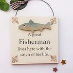 Fishing gift A great Fisherman Lives Here Wooden Plaque …