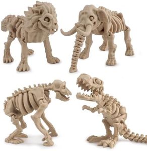 Outgoto 4PCS 3D Printed Skeleton Animal, 3D Printed Dinosaur, Mammoth, Lion, and Primate and Animal, 3D Skeleton Set, Collection for Creative Decor and Flexible Fidget Toy