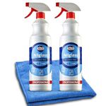 Direct Mart Nilco Nilglass H3 Glass Mirror Cleaner 1L | Quick Powerful Easy to Use Smear Free Trigger Spray Bottle For Sparkling Cars Home Window and more with Microfiber Cloth - Set of 2