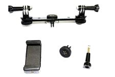 SHOPEE Dual Twin Mount Adapter Accessories with Tripod Thumbscrews and Phone Clip for GoPro Hero 10 9 8 7 6 5 4 3 3+ 2 1 Session Double Mounting Kit for Action Cameras and Smartphones