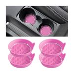 TSUGAMI Bling Car Cup Holder Coaster, 4 Pack Universal Insert Coasters with Crystal Rhinestone, Silicone Non-Slip Shockproof Drink Mat, Car Interior Accessories Fashion Decor for Women Girl (Pink)