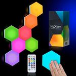 HEXlights Sensory Lights, Tap Tap & Remote Control Hexagon LED Lights — 13 Colors, 7pk, Elevate Your Space With These Premium Hexagon Wall Panels — Great for Sensory Room & Gaming Lights For Bedroom