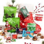 Indulgent Prefilled Christmas Stocking - Gourmet Holiday Treats with Chocolates, Candies & Snacks - Unique Stocking Stuffer Gift for Kids & Adults - 20 Count Festive Pack