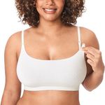 MOMANDA Women's Ribbed Nursing Bras Seamless Bralettes Maternity Wirefree Sports Breastfeeding Bra Iceland White M