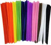 Pipe Cleaners For Craft - 100 Assorted 15cm x 4mm, Multi Colour Pipe Cleaners, Arts & Craft, Crafting, Pipecleaners, Green, Red, White, Brown, Orange, Yellow, Blue, Purple, Pink, Black