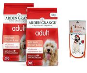 Arden-Grange Adult Dry Dog Food, Chicken/Rice, Lamb/Rice, Salmon/Rice, Pork/Rice Varieties, with Free Dog Theme Double Oven Gloves Gift Bundle (2 x 12kg, Chicken/Rice)