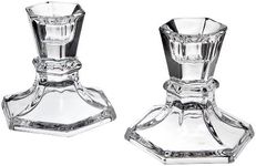 Godinger Silver Art Set of 2 Hexagon Crystal Candle Stick Holders