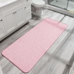 Bosap Bath Mat,Ultra Thin Bathroom Runner Rugs,Large Bath Mats for Bathroom,Quick Dry,Non-Slip,Machine Washable,Low Pile,Bath Rug,Shower Outside,Sink,Home Decor Accessories.Pink,3'x6'(36x72inch)
