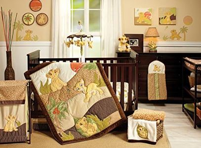 Disney Lion King Simba's Wild Adventure 7 Piece Nursery Crib Bedding Set, Appliqued Comforter, Sage, Orange, Brown, Ivory