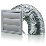 Cooker Hood Wall Ventilation Duct Gravity Flap Shutter Vent Kit Bathroom Fan or Kitchen Hob Extractor (6 inch Grey)