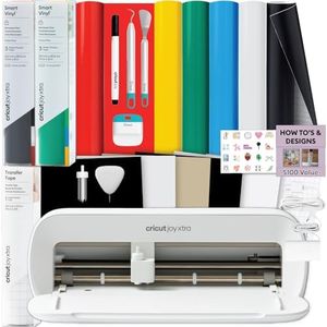 Cricut Joy Xtra Cutting Machine and Smart Vinyl Bundle for Labels, Decals & Custom Projects - Includes Rainbow Permanent Vinyl, Transfer Tape, Tools & Design Guides
