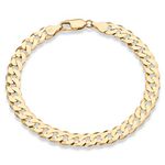 Miabella 18K Gold Over Sterling Silver Italian 7mm Solid Diamond-Cut Cuban Link Curb Chain Bracelet for Men Women, 925 Made in Italy, Large, Sterling Silver