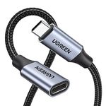 UGREEN 100W USB C Extension Cable 10Gbps 4K 60Hz USB 3.2 Male to Female Fast Charge Extension Lead Compatible with MacBook Pro M3, iPad Pro 2021/Air 5, iPhone 16/15, Galaxy S24 Ultra Silver, 0.5M