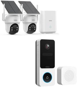 AOSU Security Cameras Outdoor Wireless, 2 Cam-Kit, No Subscription Doorbell Camera Wireless - Head-to-Toe View, Intelligent Package Detection