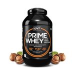 QNT Prime Whey Protein Powder | Hazelnut Coffee | 2Kg | Triple Blend of Whey Protein Isolate, Concentrate & hydrolysate | 25g Whey Protein for Muscle Building | 4.7g BCAA per scoop