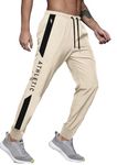 JUGULAR Men's Regular Fit Cotton Track Pants for Gym, Running, Jogging, Yoga with Zipper Pockets (in, Alpha, L, Skin)