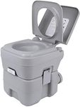 Samger 20L Portable Porta Potti Travel Camping Toilet Chemicals Handle Removable Portaloo Toilet with Flush for Motorhome Caravan Hiking, Maximum Loading 120KG