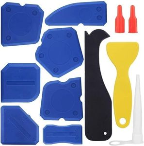 Caulking Tool, 12 Pieces Silicone Sealant Finishing Grout Tools Kit, Caulk Skirting Boards & Base Boards Replaceable Pads, for Bathroom Kitchen Sealing Hand Caulk Removal Tool