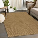 Seavish 4x6 Area Rug Washable Living Room Rugs Brown Hand-Woven Cotton Bedroom Rug Natural Modern Farmhouse Indoor Outdoor Rugs for Nursery Office Dining Room Playroom Foyer Patio Porch Decor