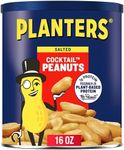 PLANTERS Salted Cocktail Peanuts, Party Snacks, Plant Based Protein 16oz (1 Canister)