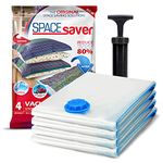 SpaceSaver Vacuum Storage Bags - Clothes Storage Bag Vacuum Pack - Space Saver Vacuum Storage Bags for Clothes Storage, Vacuum Bags for Bedding - Vacuum Bags for Clothes - with Pump (MEDIUM 4-Pack)