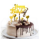 SVM CRAFT Acrylic happy Birthday with heart Gold Cake Topper Acrylic Cake Toppers Happy Birthday Cake Topper Cake Decoration Party Supplies for Children or Adults Various Cupcake Topper