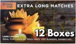 12 Boxes - Bryant & May Extra Long Safety Matches - Ideal for Candles, Open Fires, Log Burners & BBQ