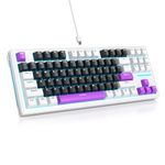 Owpkeenthy 75 Percent Gaming Keyboard Gasket Mounted with Pre-lubed White Switch, 87 Key Wired Mechanical Keyboard Hot Swappable RGB Backlit for MAC Win (R-Purple)