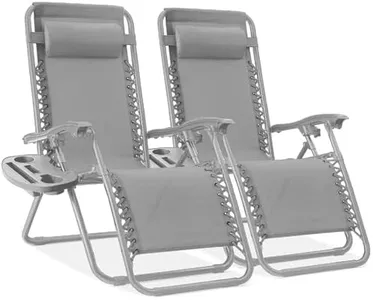 Best Choice Products Set of 2 Adjustable Steel Mesh Zero Gravity Lounge Chair Recliners w/Pillows and Cup Holder Trays - Dove Gray