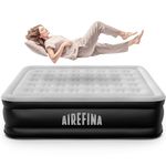 Airefina Air Mattress Queen with Built-in Pump, 18" Queen Blow Up Mattress, 3 Mins Inflation/Deflation Inflatable Mattress with Carrying Bag for Home, Guest, Camping, Durable Air Bed, colchon inflable