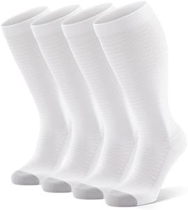 FITRELL 4 Pairs Wide Calf Compression Socks for Women & Men, 20-30mmHg Circulation Support for Athletic Travel Daily Wear