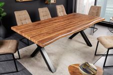 GK International Furniture Dining Table with 6 Seater Metal Base Leg and Sheesham Wood Top in Honey Finish, (180 x 76 x 90 cm)