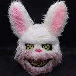 Halloween Scary Mask Rabbit Bunny Mask, Bloody Plush Animal Head Mask, Halloween Cosplay Costume Props Halloween Party Adults