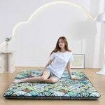 Zelladorra Japanese Floor Mattress Futon Mattress Full Size, Anti Slip Floor Futon Mattress Sleeping Mat Foldable Floor Mattress for Camping and Guest, Boho Green Checkered