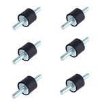 Silars Rubber Isolator, 6 PCS Anti Vibration Silentblock, Rubber Vibration Dampers with Double Male Thread Screw Studs for Air Compressors Diesel Engines Gasoline Engines Water Pumps (M6 (25 * 25mm))