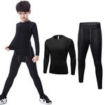 TERODACO Kids Long Sleeve Compression 2 Pcs Set Thermal Base Layer Suits Unisex