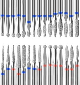 Professional Safety Diamond Nail Drill Bit Set, 3/32 inch Carbide Cuticle Bits for Electric Manicure and Pedicure, 30 Pieces