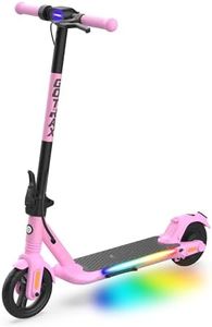 Gotrax Comet Foldable Electric Scooter for Kids 6-12, 6" Solid Tire, Max 11Km Range and 16Km/h Speed, Thumb-Throttle Control, RGB Pedal Light & Red Taillight, Great Present for Boys Girls, Pink