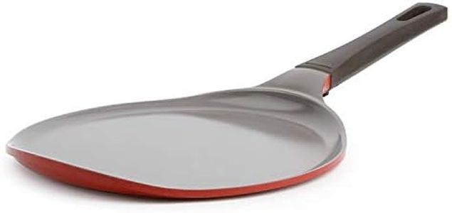 Neoflam Crepe pan, Ceramic, Nonstick pan, 10 inch, Bakelite Handle, Tawa pan, Griddle, Pancake Maker, Skillet, Omelette, Tortilla, Roti, Naan, Dosa, Lightweight, PFOA Free, Red