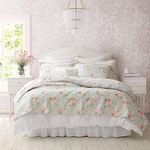 Laura Ashley- King Quilt Set, Reversible Cotton Bedding with Matching Sham(s), Lightweight Home Decor for All Seasons (Melany Pink, King)